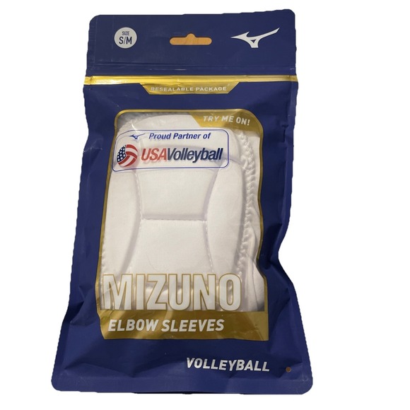 Mizuno Padded Elbow Sleeves - White S/M Volleyball Protection MZO Elbow Sleeves - Picture 1 of 6